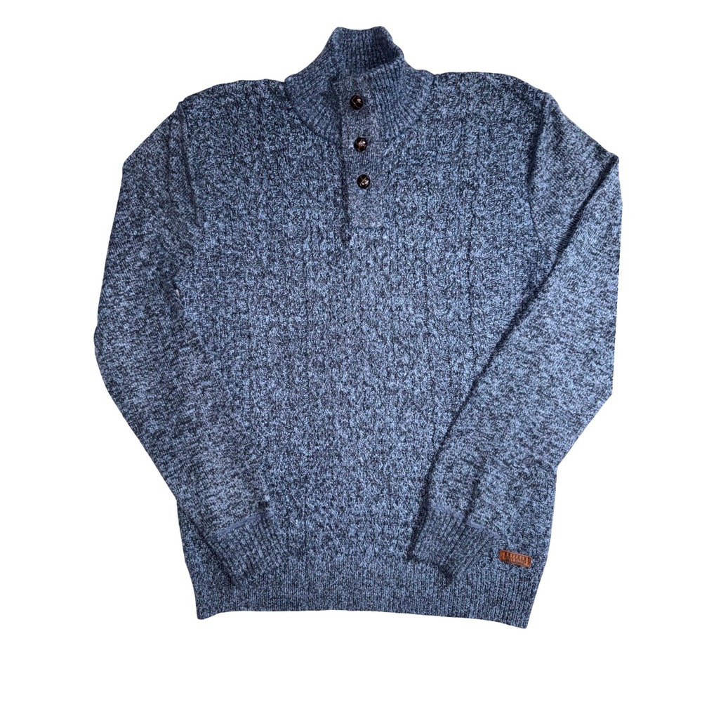 Buffalo David Bitton Watcher Mens Blue Mix Marled Mock Neck Sweater Large NEW